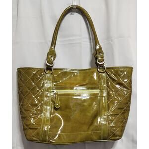 Cavalcanti Italian Patent Leather Large Green Glossy Tote Made in Italy